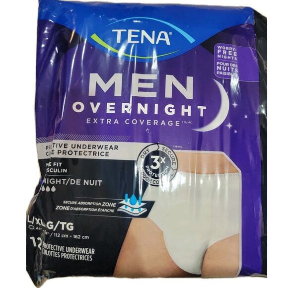 TENA Men's Overnight Incontinence Underwear Breathable L/XL (44" - 64") 12CT - Picture 6 of 6